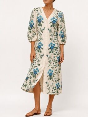 cerulean vine cotton poplin lachlan dress Cerulean Vine Cotton Poplin Lachlan Dress